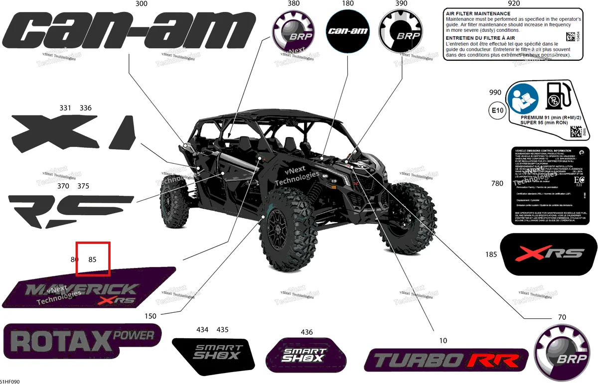 Деталь 704907443 на схеме узла 2026 Can-Am Maverick Max - TURBO RR - XRS SAS - 9NT6 - Timeless Black Metallic - 72