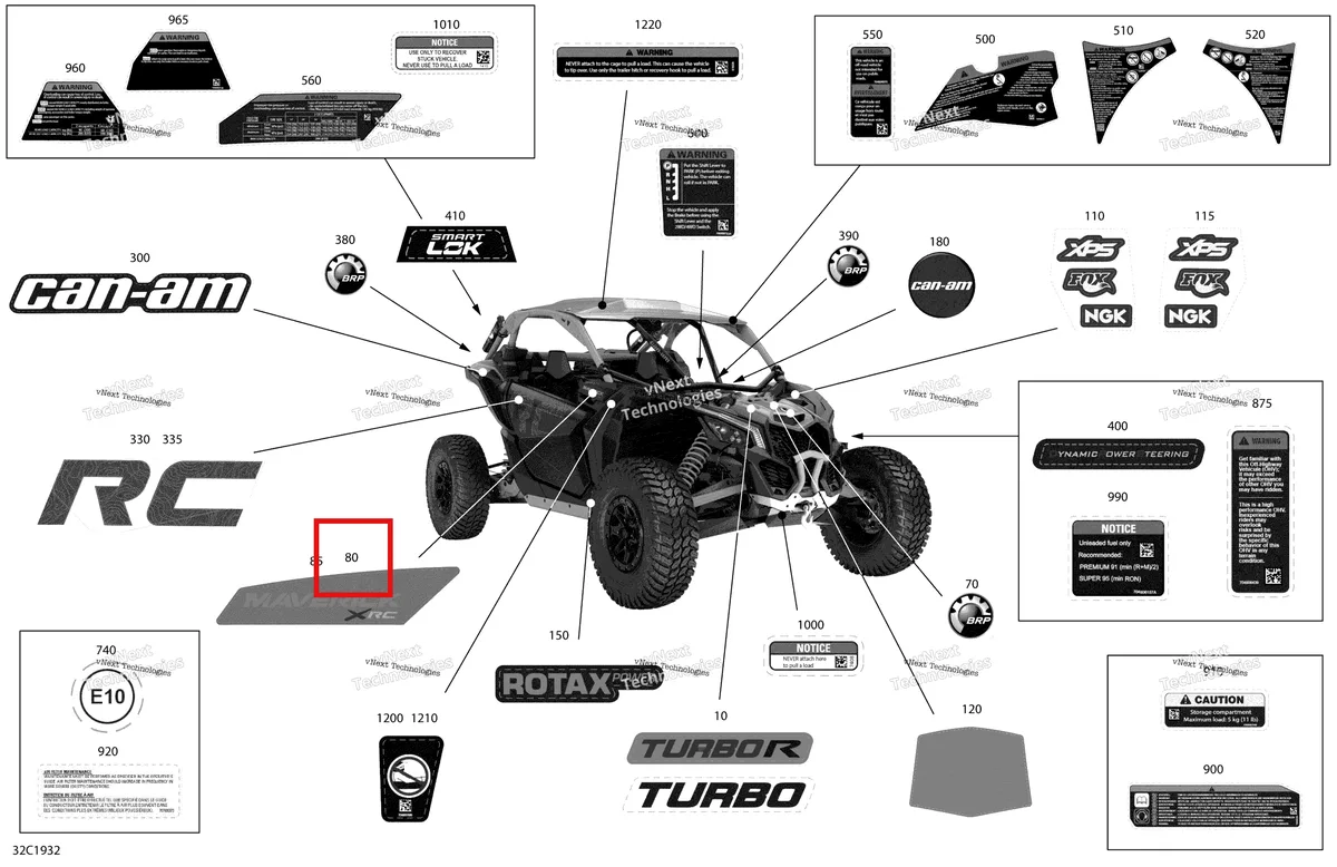Деталь 704907444 на схеме узла 2019 Can-Am Maverick Turbo Decals - Turbo - Package Xrc - North America