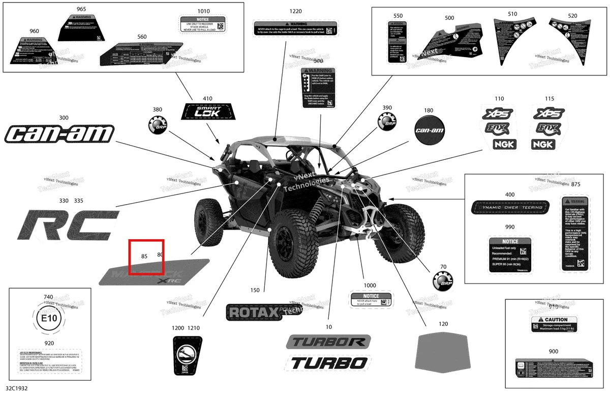 Деталь 704907445 на схеме узла 2019 Can-Am Maverick Turbo Decals - Turbo - Package Xrc - North America