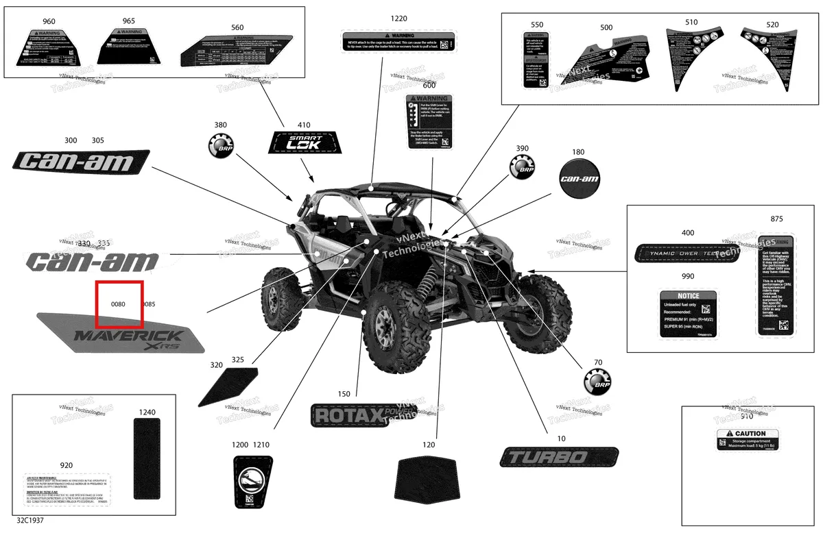 Деталь 704907448 на схеме узла 2019 Can-Am Maverick Turbo R Decals - Turbo R - Package Xrs - North America