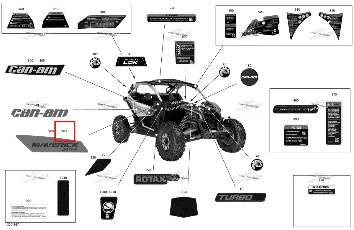 Деталь 704907449 на схеме узла 2019 Can-Am Maverick Turbo R Decals - Turbo R - Package Xrs - North America