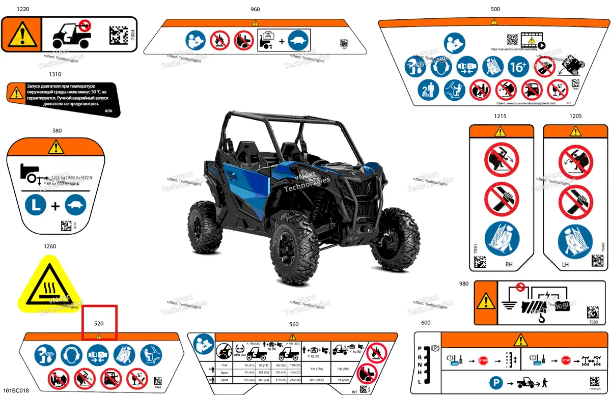 Деталь 704907648 на схеме узла 2023 Can-Am Maverick Sport 1000R - DPS - CE Body - Warning Decals