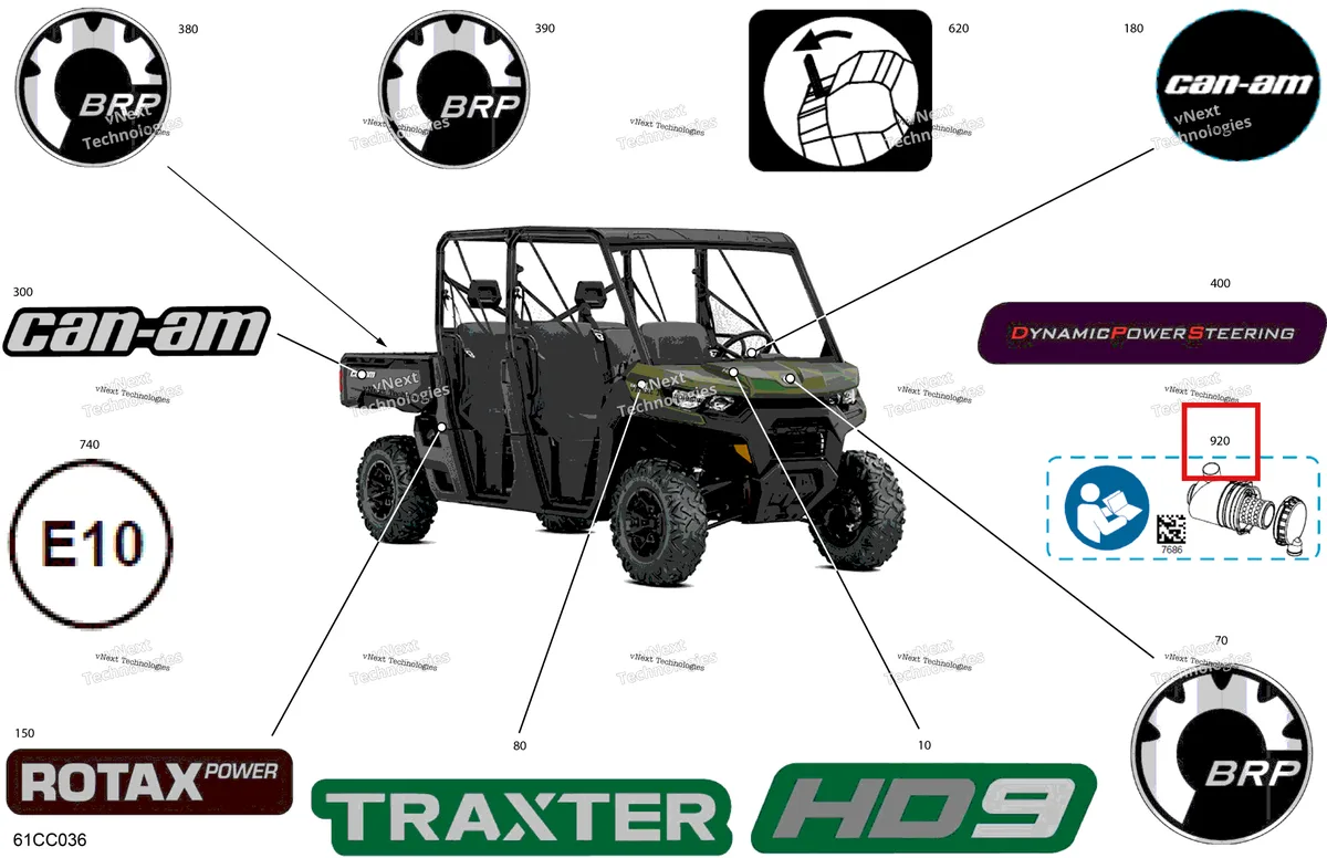 Деталь 704907686 на схеме узла 2023 Can-Am Traxter HD9 - DPS - CE Body - Decals