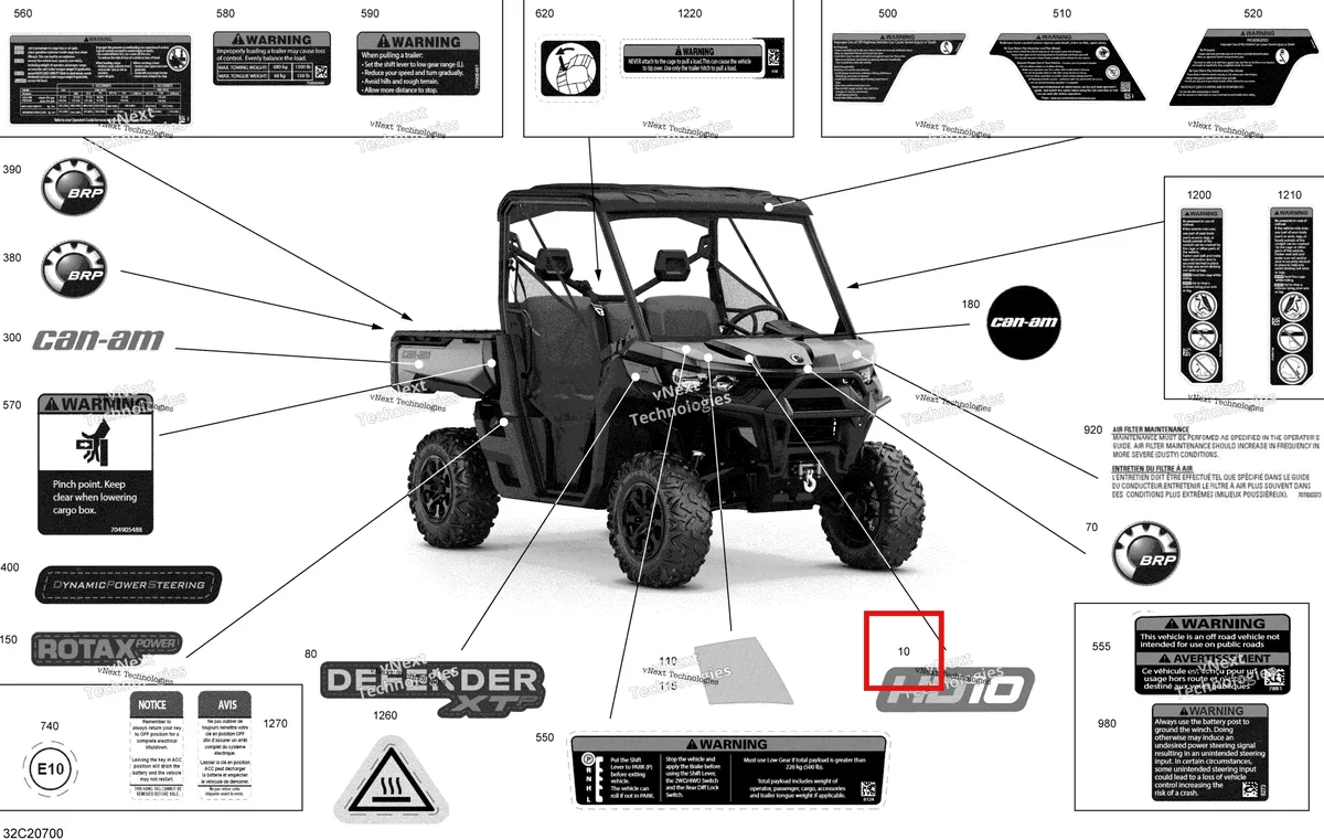 Деталь 704907717 на схеме узла 2020 Can-Am Defender HD10 - Except XMR Decals - Xtp