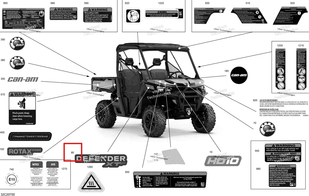 Деталь 704907725 на схеме узла 2020 Can-Am Defender HD10 - Except XMR Decals - Xtp