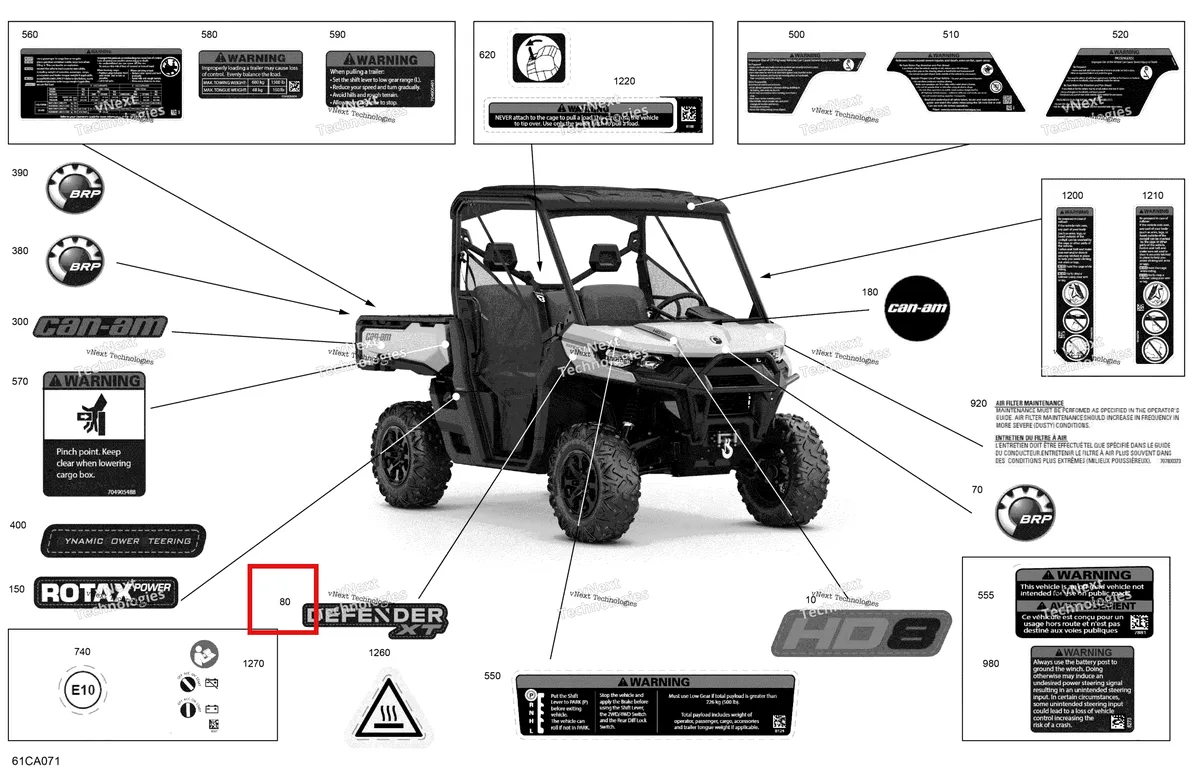 Деталь 704907727 на схеме узла 2021 Can-Am Defender HD8 - BASE DPS XT Body - Decals - Xt
