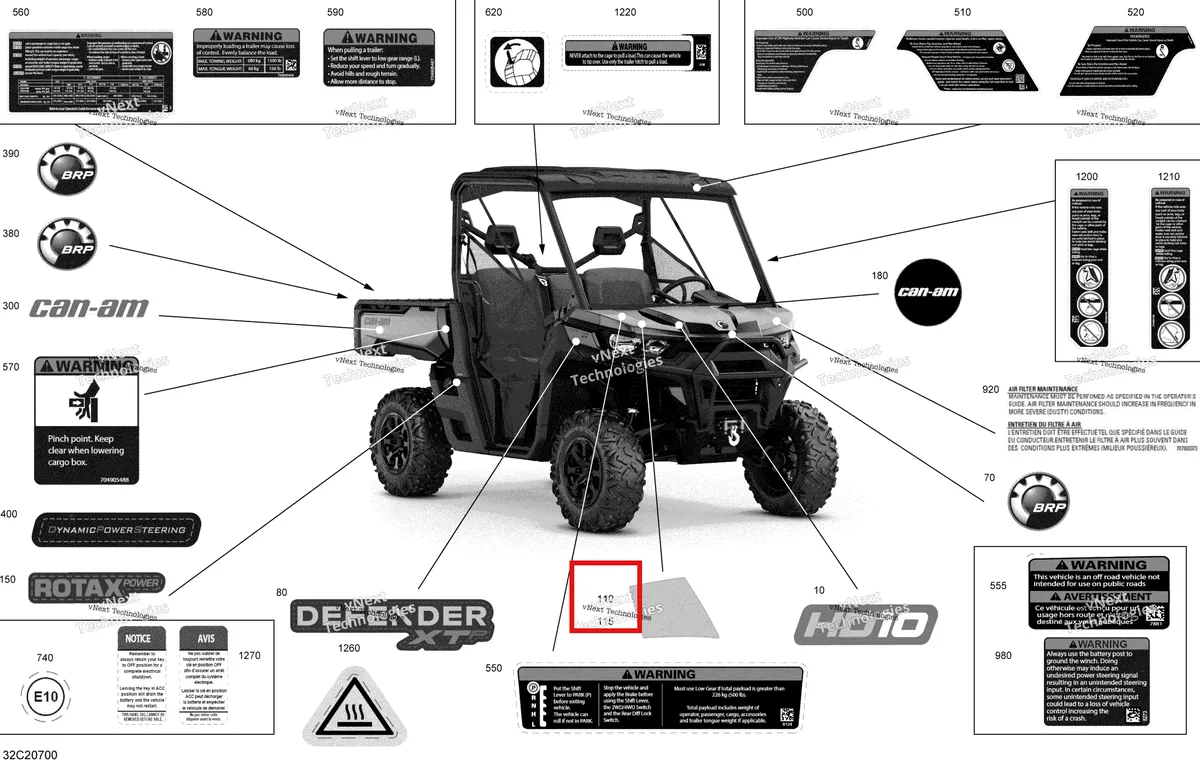 Деталь 704907728 на схеме узла 2020 Can-Am Defender HD10 - Except XMR Decals - Xtp