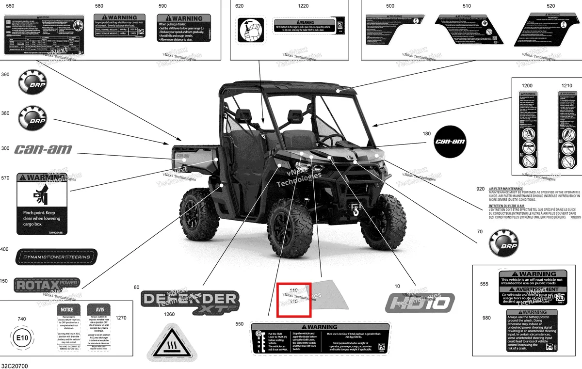 Деталь 704907729 на схеме узла 2020 Can-Am Defender HD10 - Except XMR Decals - Xtp