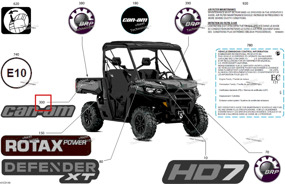 Деталь 704907734 на схеме узла 2024 Can-Am Defender HD7 - XT - 8ARC - Asphalt Grey - 62