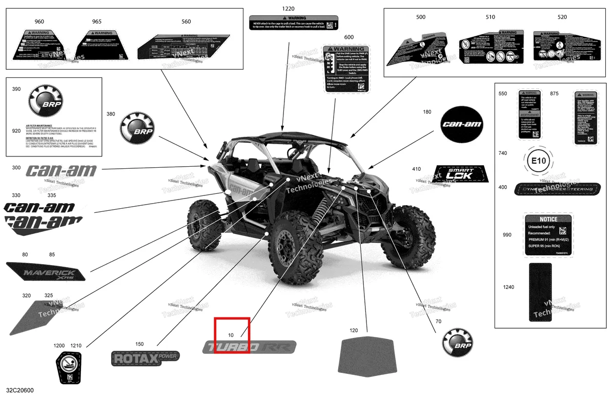 Деталь 704907768 на схеме узла 2020 Can-Am Maverick Turbo R, Turbo RR - STD XDS XRS Decals - Xrs