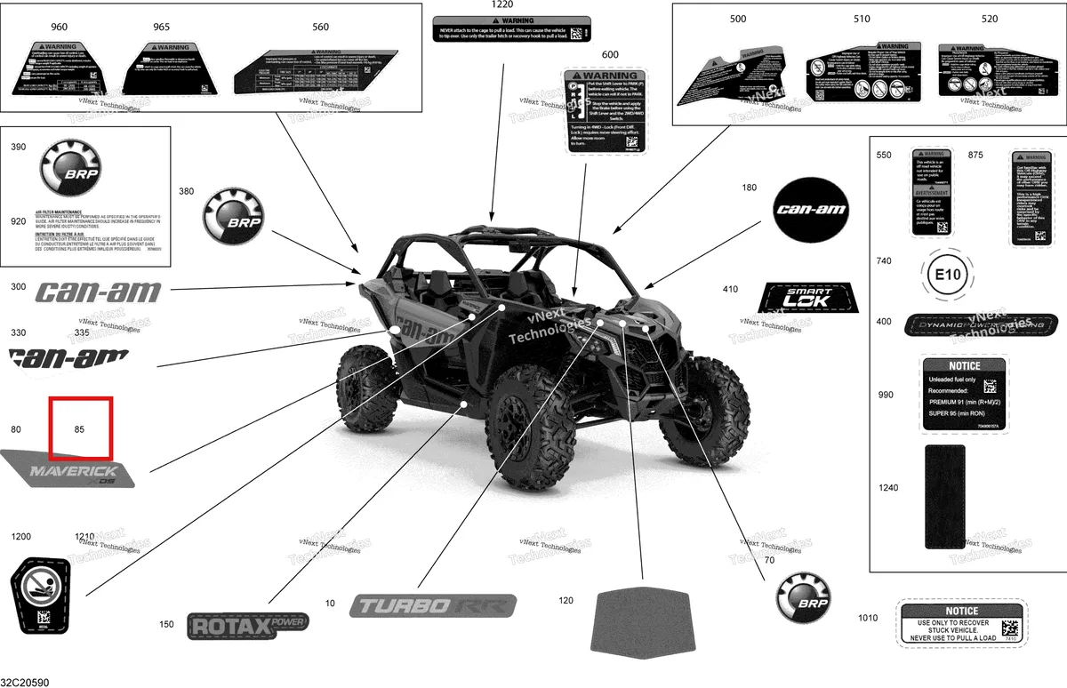 Деталь 704907789 на схеме узла 2020 Can-Am Maverick Turbo R, Turbo RR - STD XDS XRS Decals - Xds