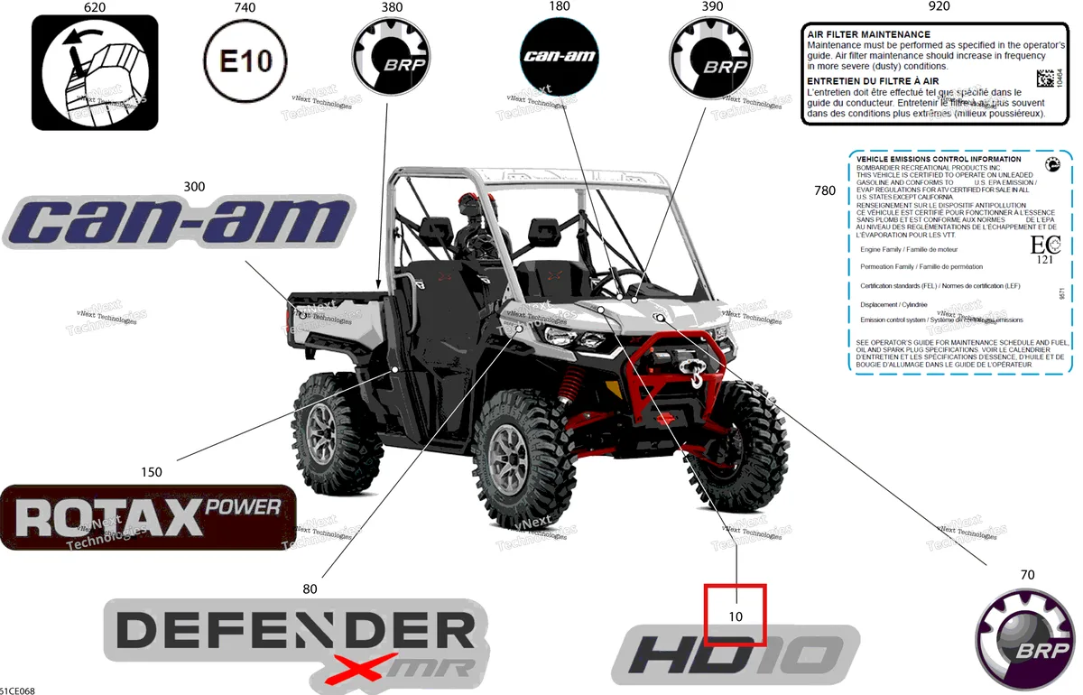 Деталь 704907869 на схеме узла 2025 Can-Am Defender Max - HD10 - XMR - 8PSA - Hyper Silver - 67