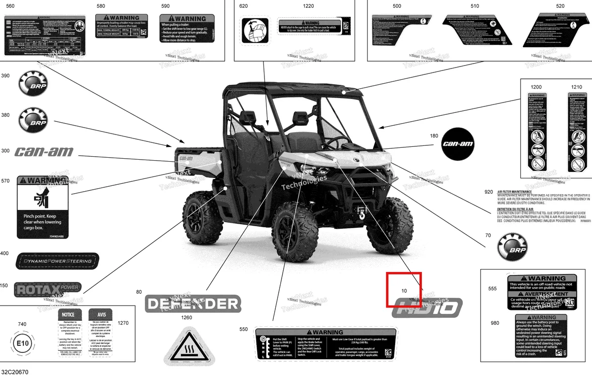 Деталь 704907870 на схеме узла 2020 Can-Am Defender HD10 - Except XMR Decals - Dps