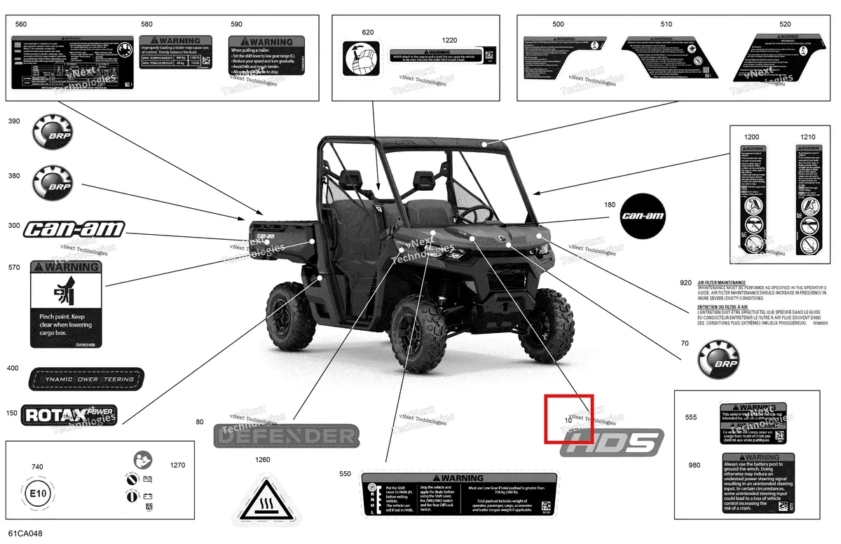 Деталь 704907873 на схеме узла 2021 Can-Am Defender HD5 - BASE DPS Body - Decals - Dps