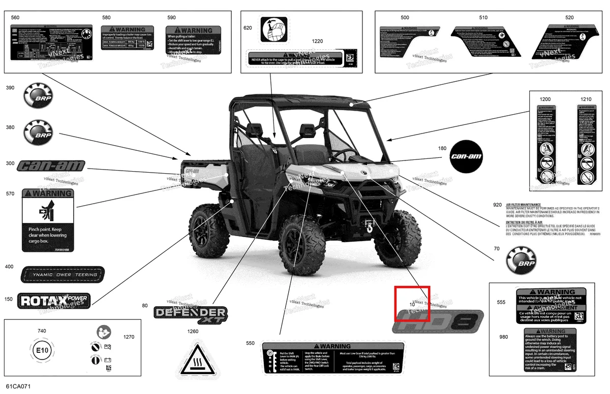 Деталь 704907874 на схеме узла 2021 Can-Am Defender HD8 - BASE DPS XT Body - Decals - Xt