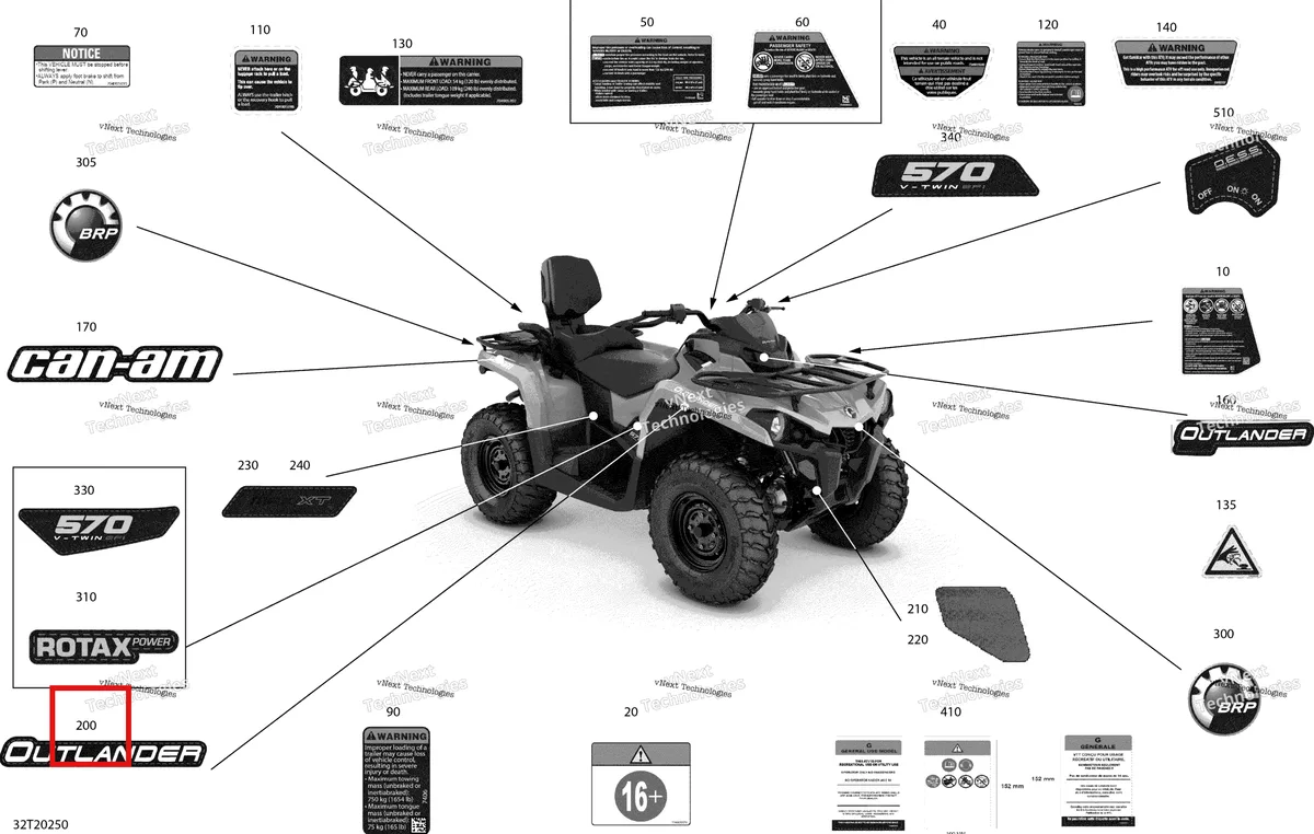 Деталь 704907903 на схеме узла 2020 Can-Am Outlander MAX 570 EFI Decals - Xt