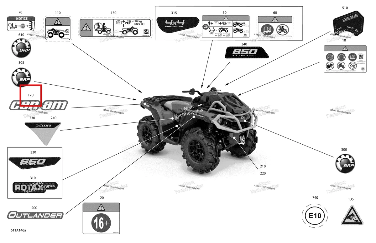 Деталь 704907905 на схеме узла 2021 Can-Am Outlander 650 EFI - XMR - CE Body - Decals