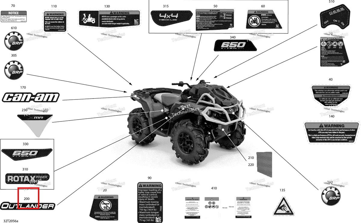 Деталь 704907906 на схеме узла 2020 Can-Am Outlander 650 EFI - XMR Decals - Xmr