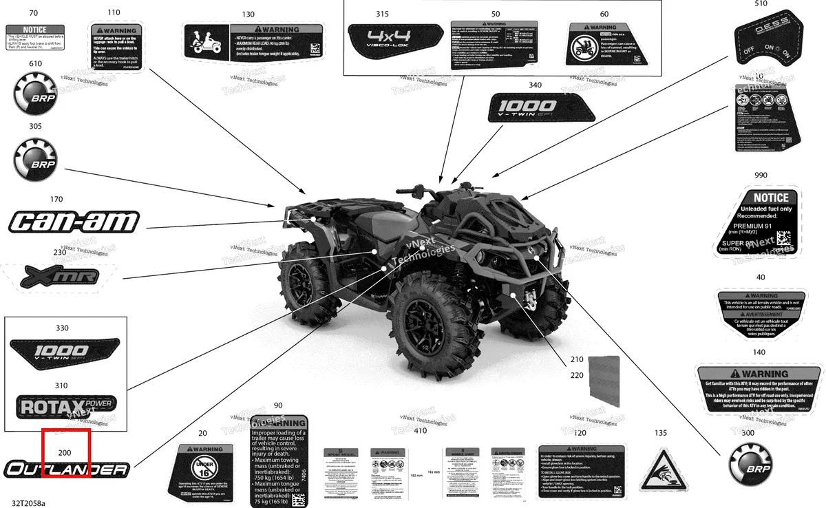 Деталь 704907908 на схеме узла 2020 Can-Am Outlander 1000R EFI - XMR Decals - Xmr