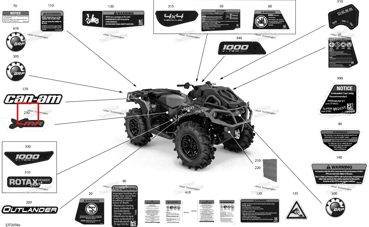 Деталь 704907912 на схеме узла 2020 Can-Am Outlander 1000R EFI - XMR Decals - Xmr