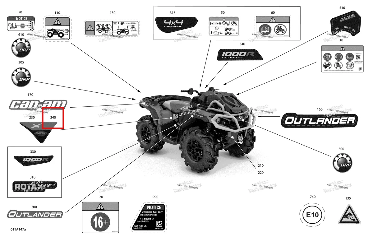 Деталь 704907918 на схеме узла 2021 Can-Am Outlander 1000R EFI - XXC - CE Body - Decals