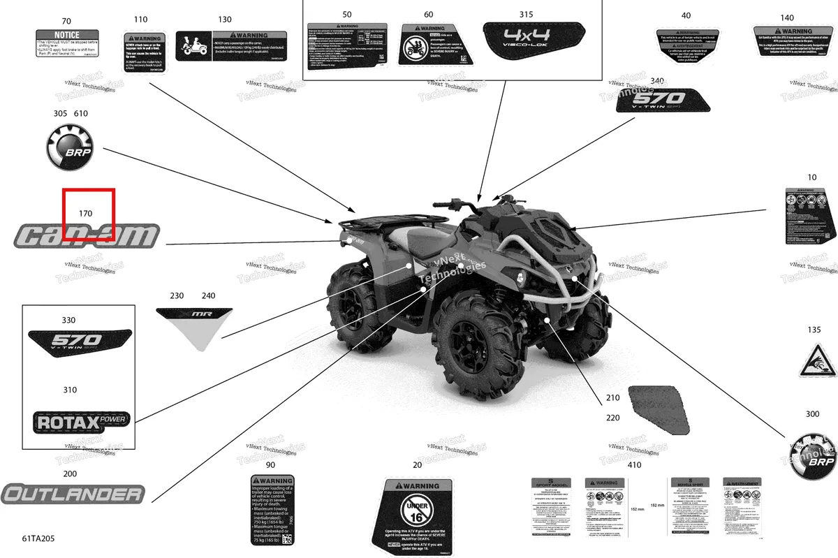 Деталь 704907944 на схеме узла 2021 Can-Am Outlander 570 EFI - XMR Body - Decals
