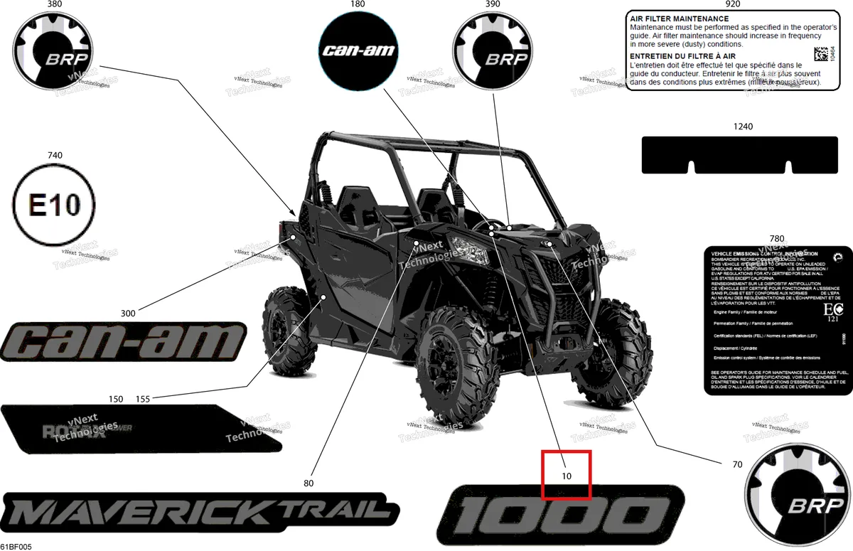 Деталь 704907972 на схеме узла 2026 Can-Am Maverick Trail - 1000 EFI - DPS - 7FTB - Timeless Black Metallic - 50