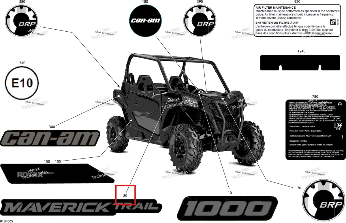 Деталь 704907974 на схеме узла 2026 Can-Am Maverick Trail - 1000 EFI - DPS - 7FTB - Timeless Black Metallic - 50