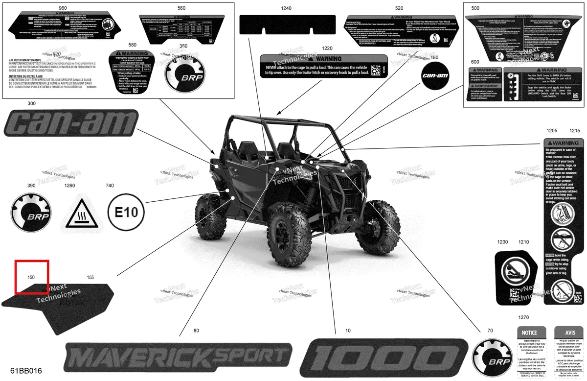 Деталь 704908008 на схеме узла 2022 Can-Am Maverick Sport 1000 - BASE Body - Decals