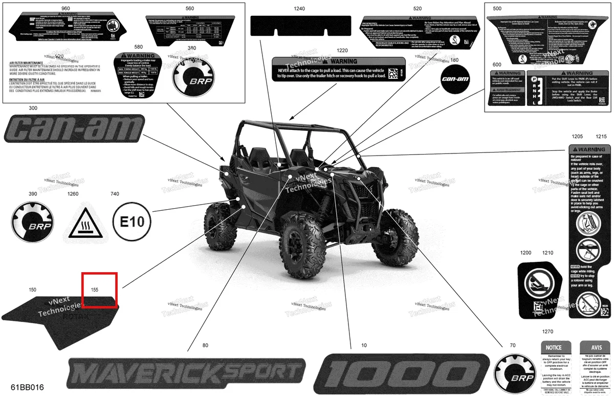 Деталь 704908009 на схеме узла 2022 Can-Am Maverick Sport 1000 - BASE Body - Decals