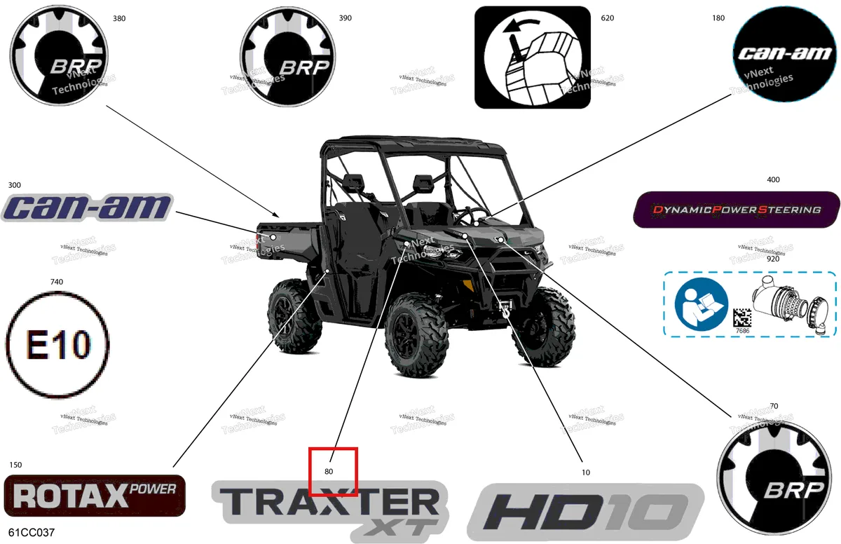 Деталь 704908072 на схеме узла 2023 Can-Am Traxter HD10 - XT - CE Body - Decals