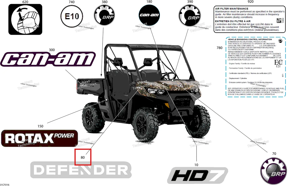 Деталь 704908076 на схеме узла 2026 Can-Am Defender MAX - HD7 - DPS - 8ATB - Dark Wildland Camo - 62