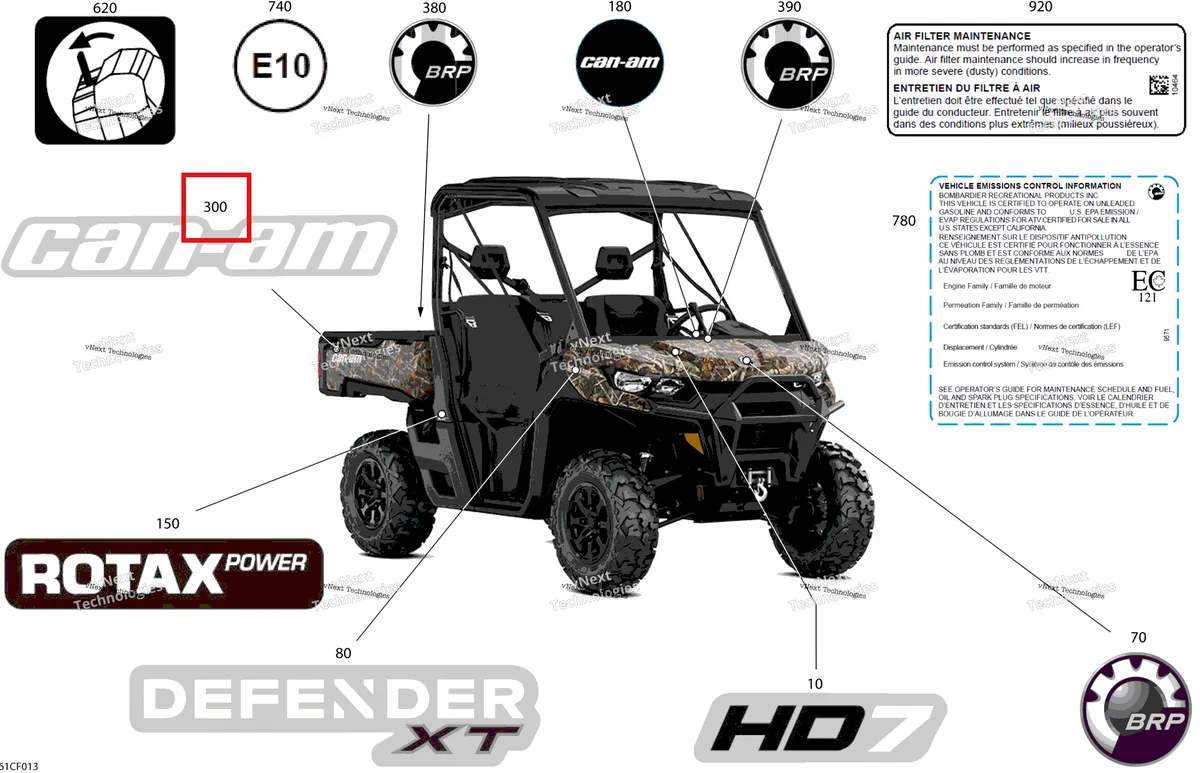Деталь 704908078 на схеме узла 2026 Can-Am Defender - HD7 - XT - 7ETD - Dark Wildland Camo - 62