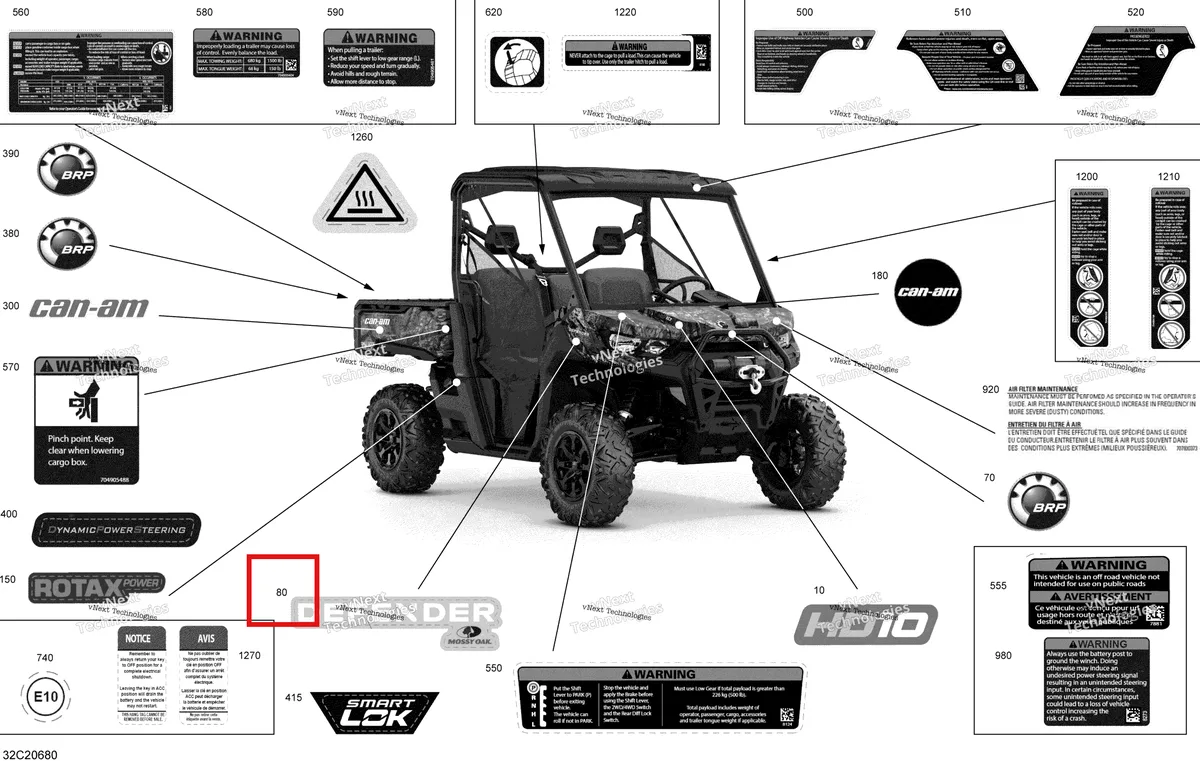 Деталь 704908079 на схеме узла 2020 Can-Am Defender HD10 - Except XMR Decals - Mossy Oak Edition
