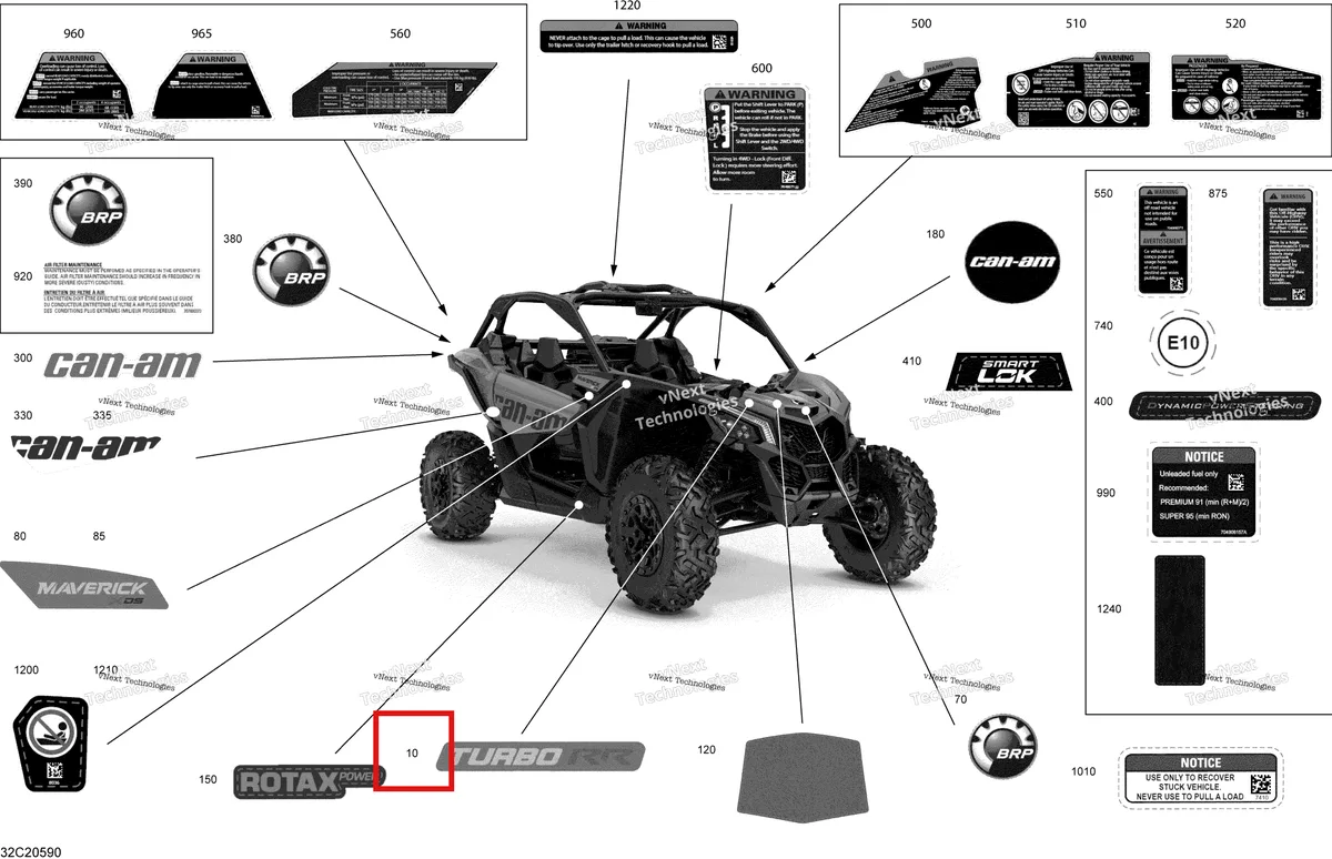 Деталь 704908104 на схеме узла 2020 Can-Am Maverick Turbo R, Turbo RR - STD XDS XRS Decals - Xds