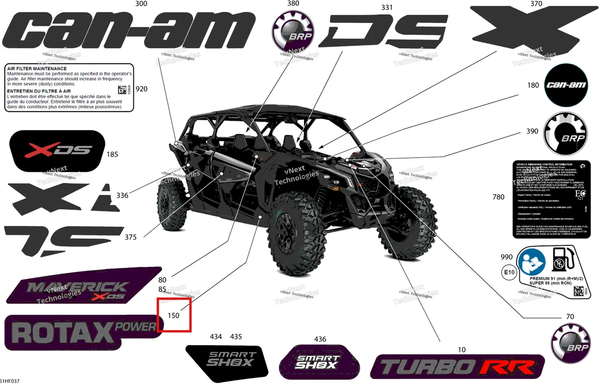 Деталь 704908105 на схеме узла 2026 Can-Am Maverick Max - TURBO RR - XDS SAS - 7VTC - Timeless Black Metallic - 64