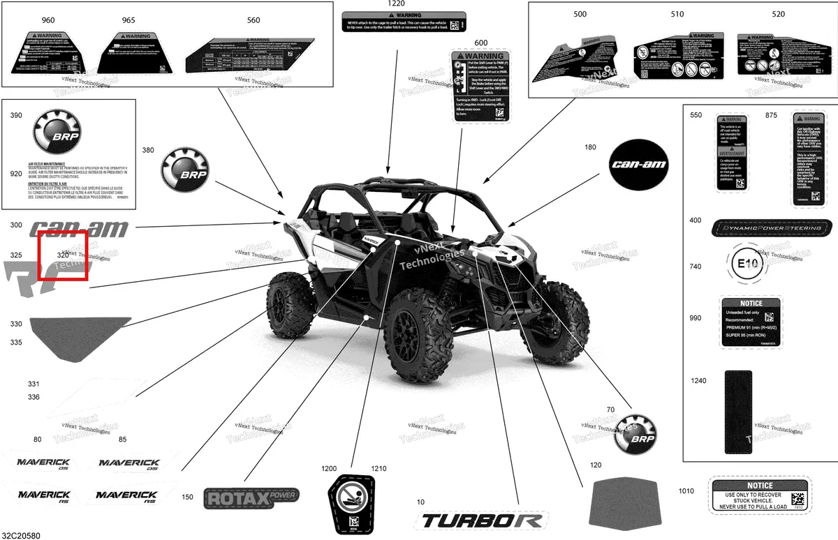 Деталь 704908132 на схеме узла 2020 Can-Am Maverick Turbo R, Turbo RR - STD XDS XRS Decals - Std