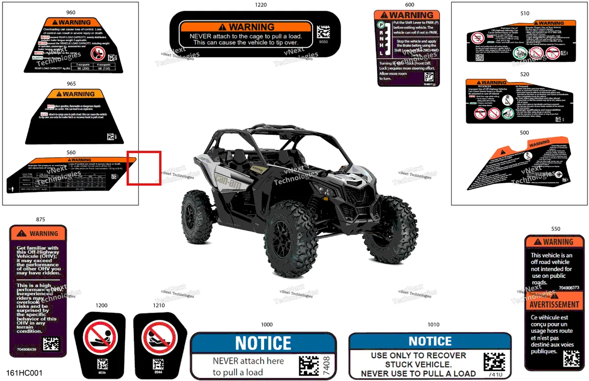 Деталь 704908237 на схеме узла 2023 Can-Am Maverick Turbo - DS Body - Warning Decals