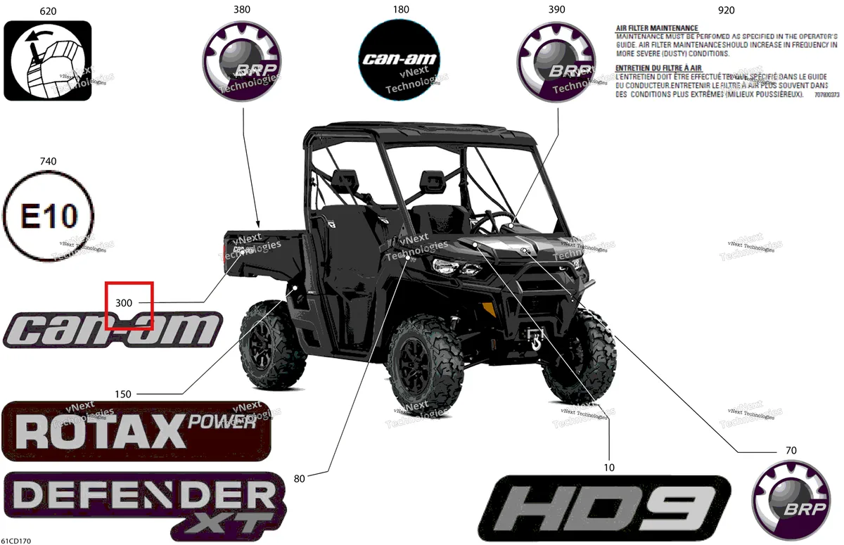 Деталь 704908374 на схеме узла 2024 Can-Am Defender HD9 - XT - 8FRE - Timeless Black Metallic - 62