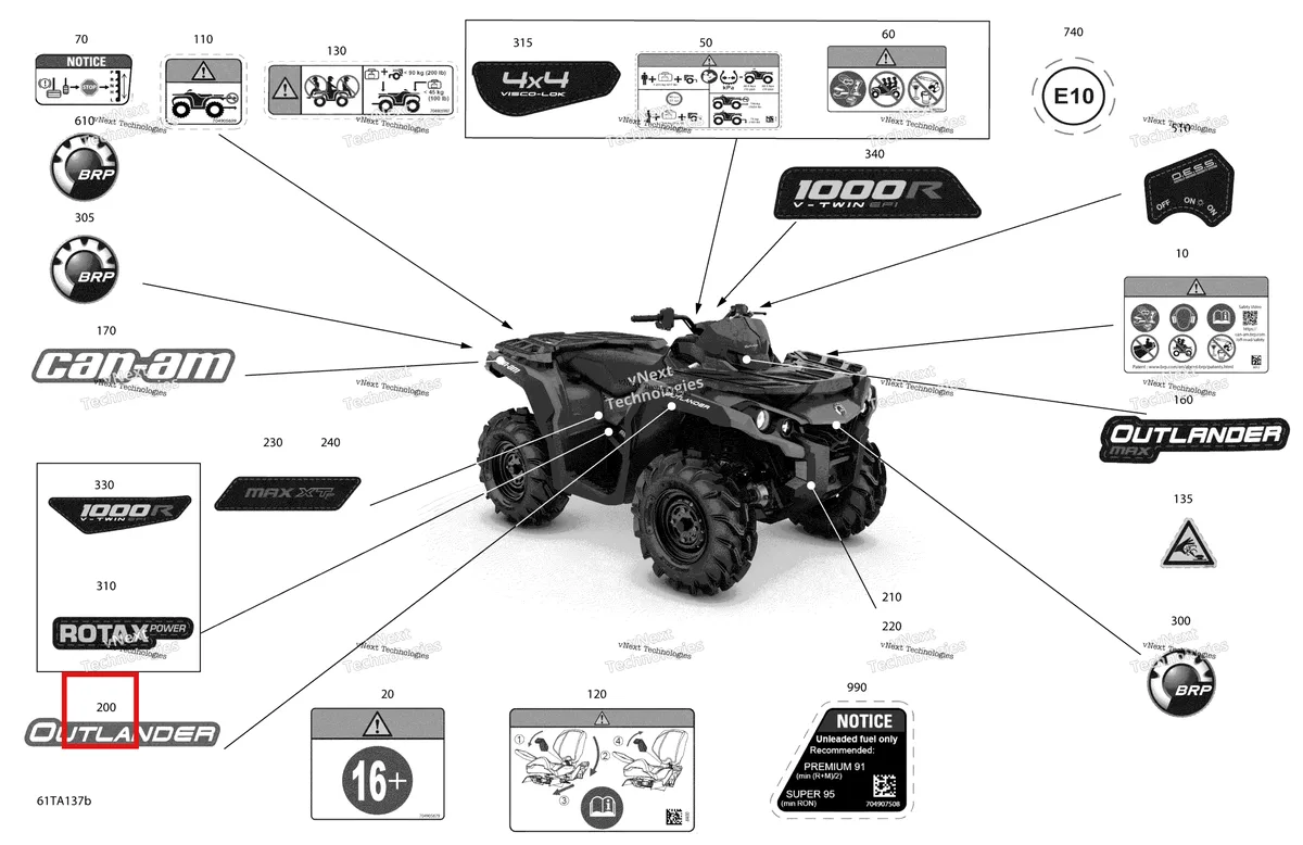 Деталь 704908389 на схеме узла 2021 Can-Am Outlander MAX 1000R EFI - DPS XTP LTD - CE Body - Decals - Xtp