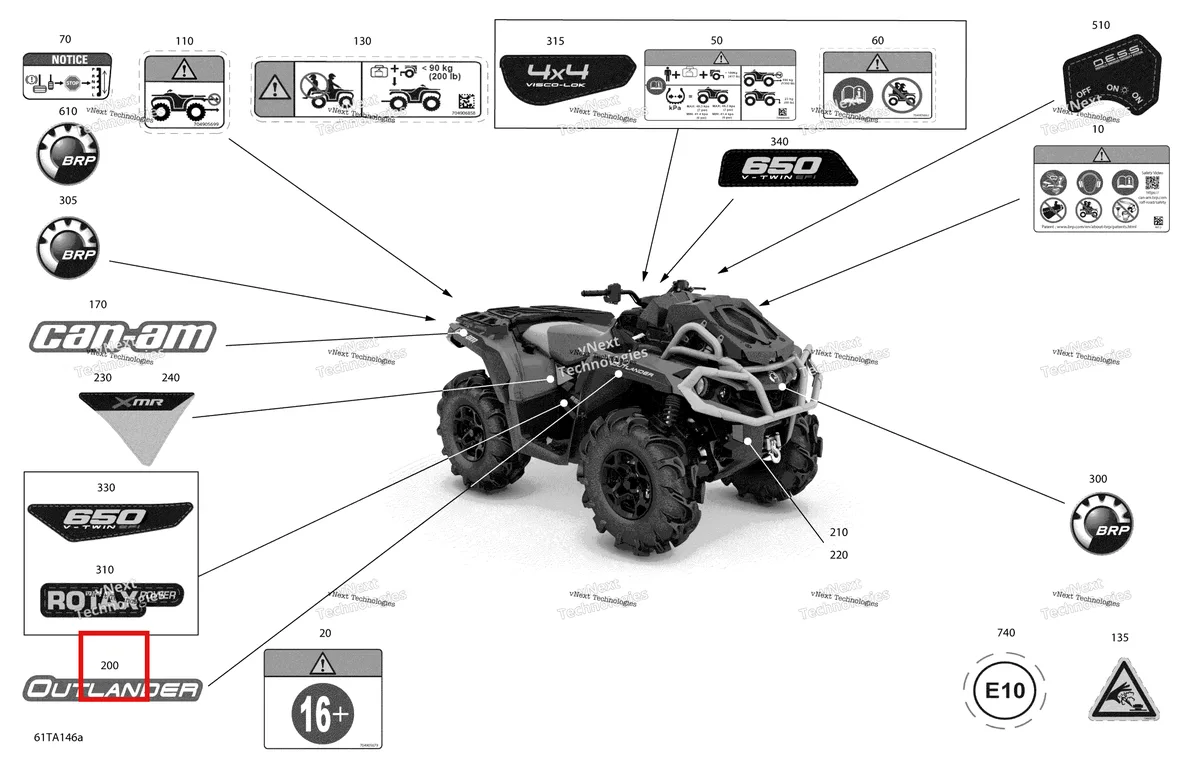 Деталь 704908403 на схеме узла 2021 Can-Am Outlander 650 EFI - XMR - CE Body - Decals
