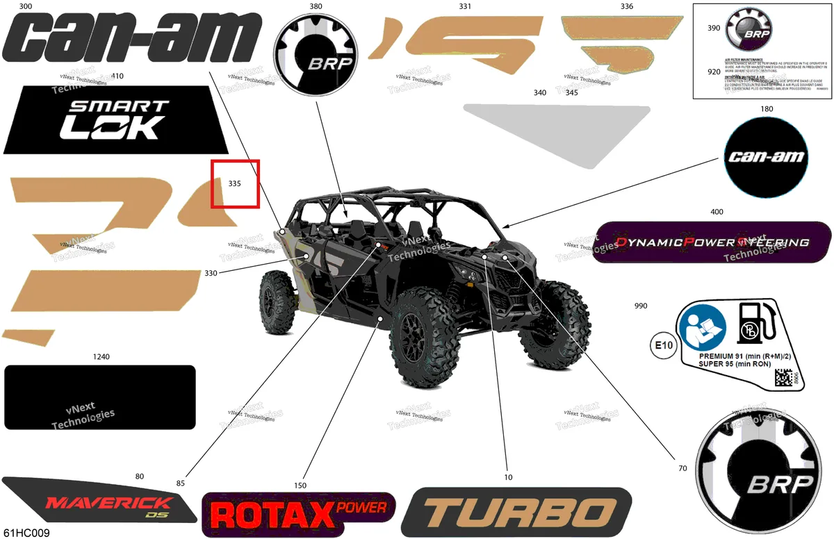 Деталь 704908445 на схеме узла 2023 Can-Am Maverick MAX Turbo - DS Body - Decals