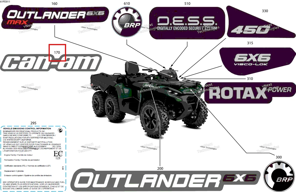 Деталь 704908493 на схеме узла 2024 Can-Am Outlander MAX 450 EFI 6X6 - 4ZRA - DPS Package - Tundra Green Body - Feature Decals