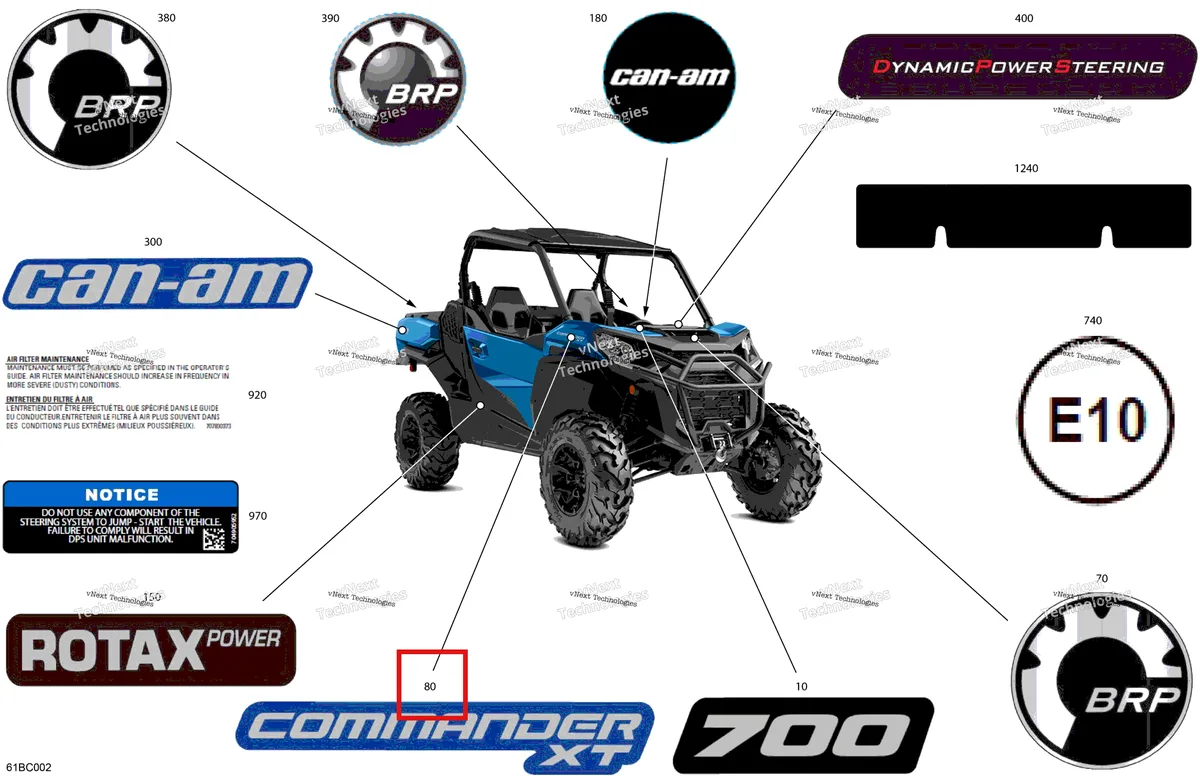 Деталь 704908564 на схеме узла 2023 Can-Am Commander 700 EFI - XT Body - Decals