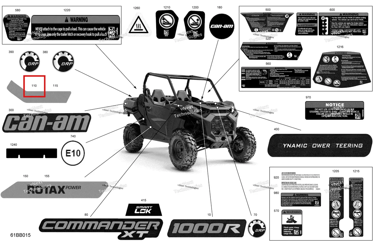 Деталь 704908579 на схеме узла 2022 Can-Am Commander 1000R EFI - XTP Body - Decals