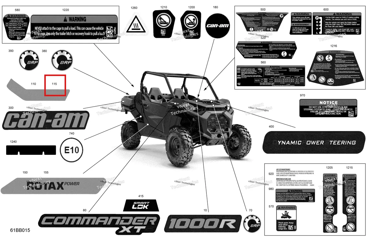 Деталь 704908580 на схеме узла 2022 Can-Am Commander 1000R EFI - XTP Body - Decals