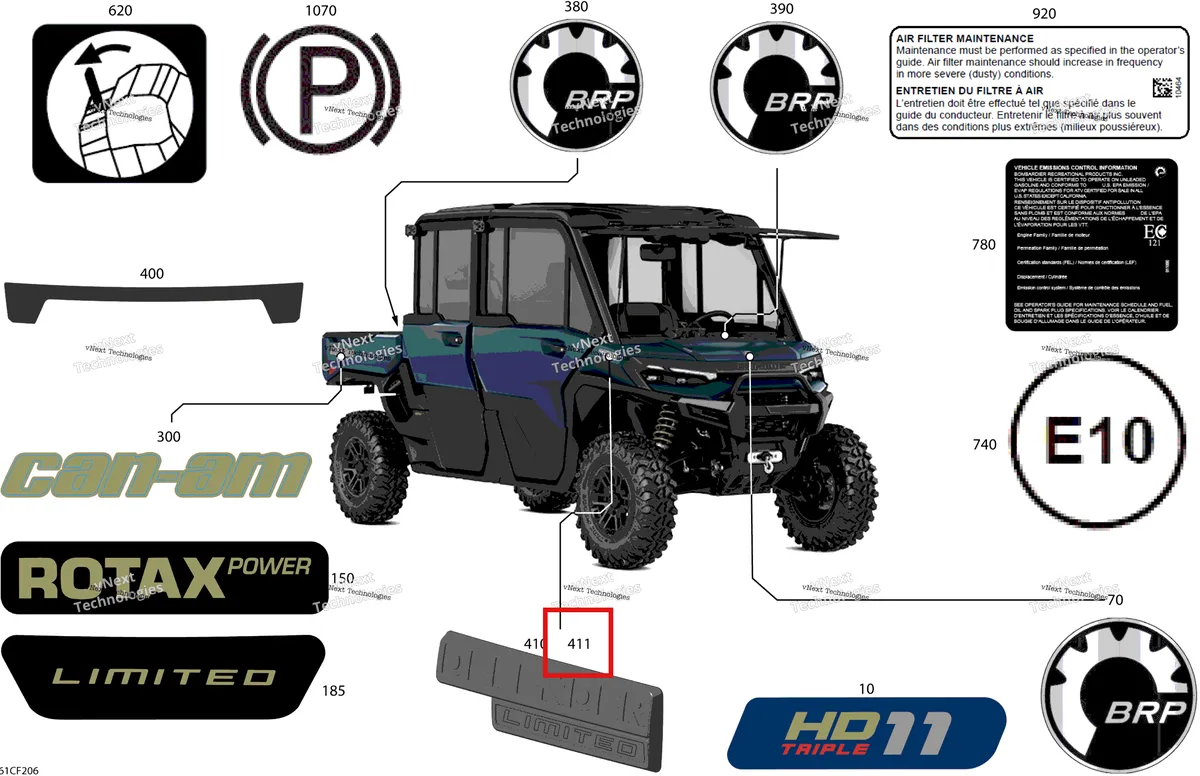 Деталь 704910860 на схеме узла 2026 Can-Am Defender MAX - HD11 - LTD CAB - 6MTC - Dusty Navy Satin - 65