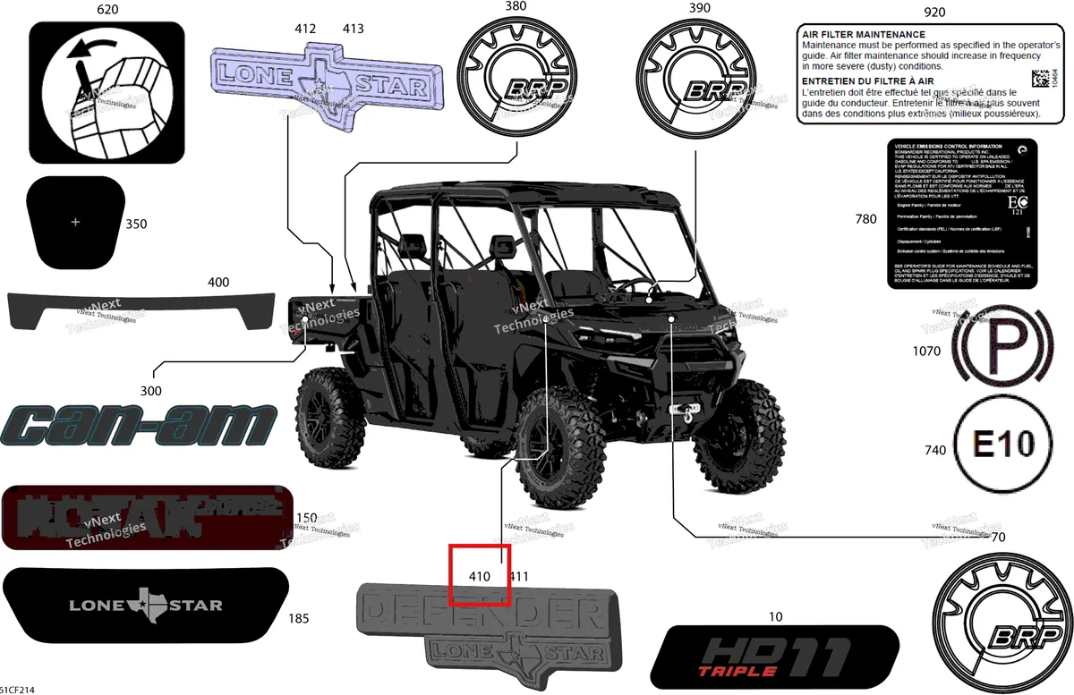 Деталь 704910874 на схеме узла 2026 Can-Am Defender MAX - HD11 - Lone Star - 6UTA - Stealth Black - 65