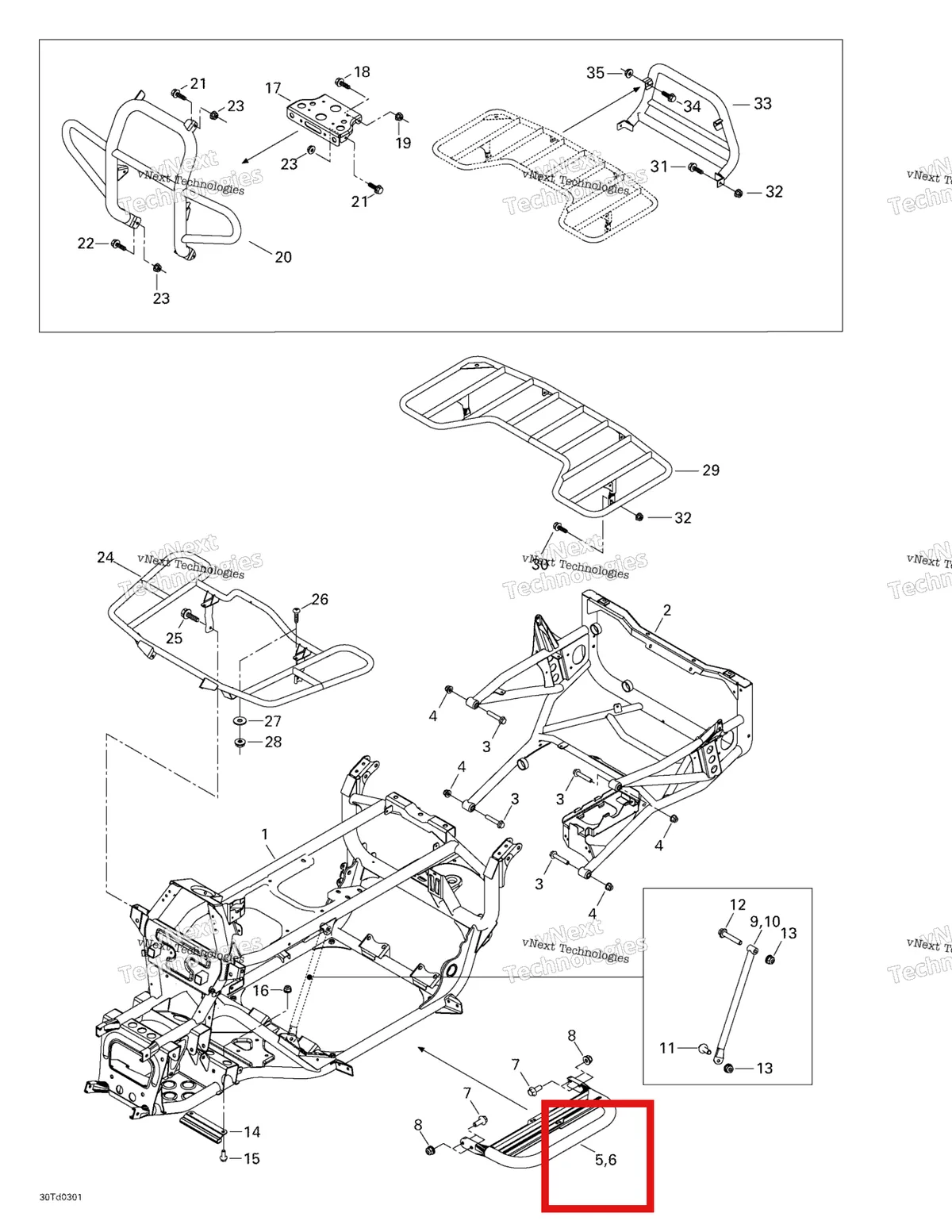 Деталь 705000008 на схеме узла 2003 Can-Am Quest 500 Frame And Luggage Racks