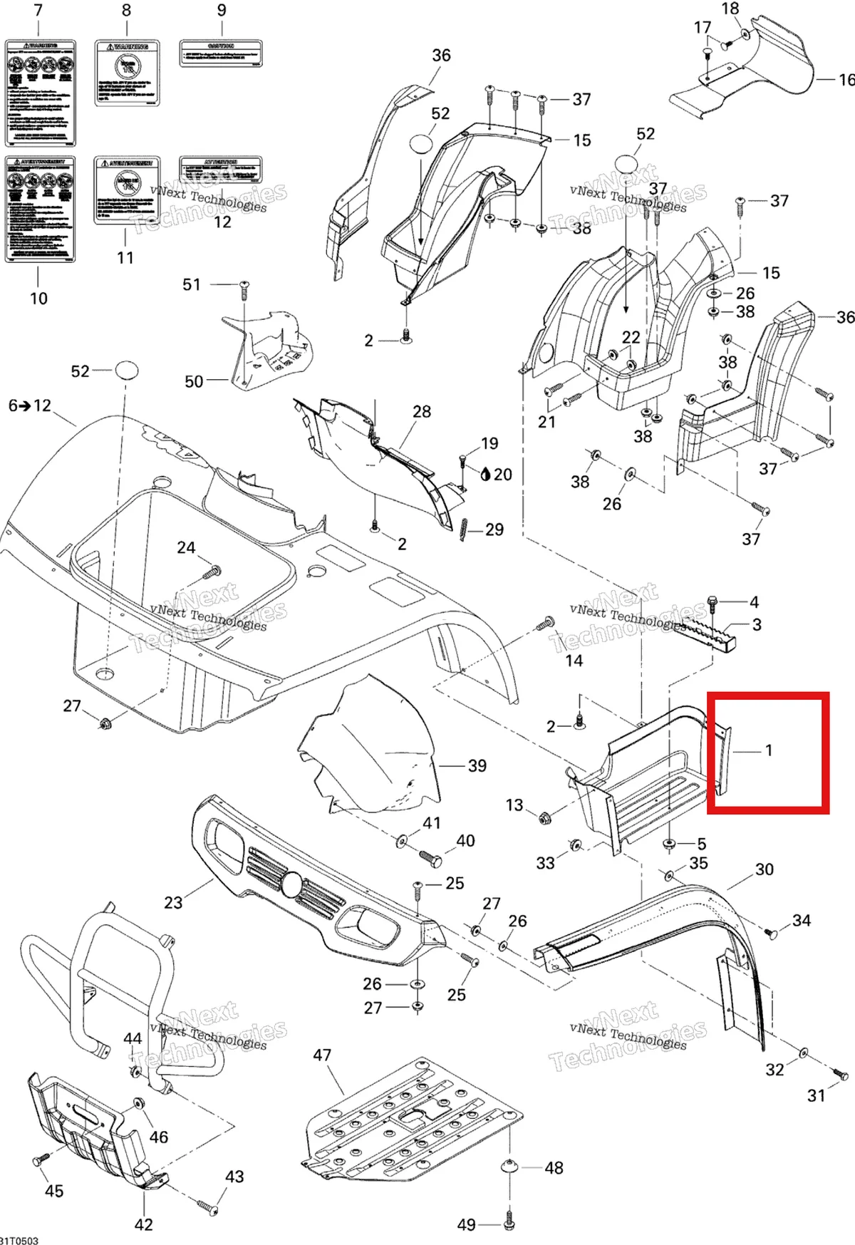 Деталь 705000017 на схеме узла 2005 Can-Am Traxter XL Body And Accessories